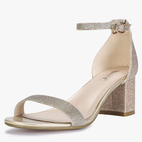 Gold Ankle Strap Sandals - Picture 1 of 12